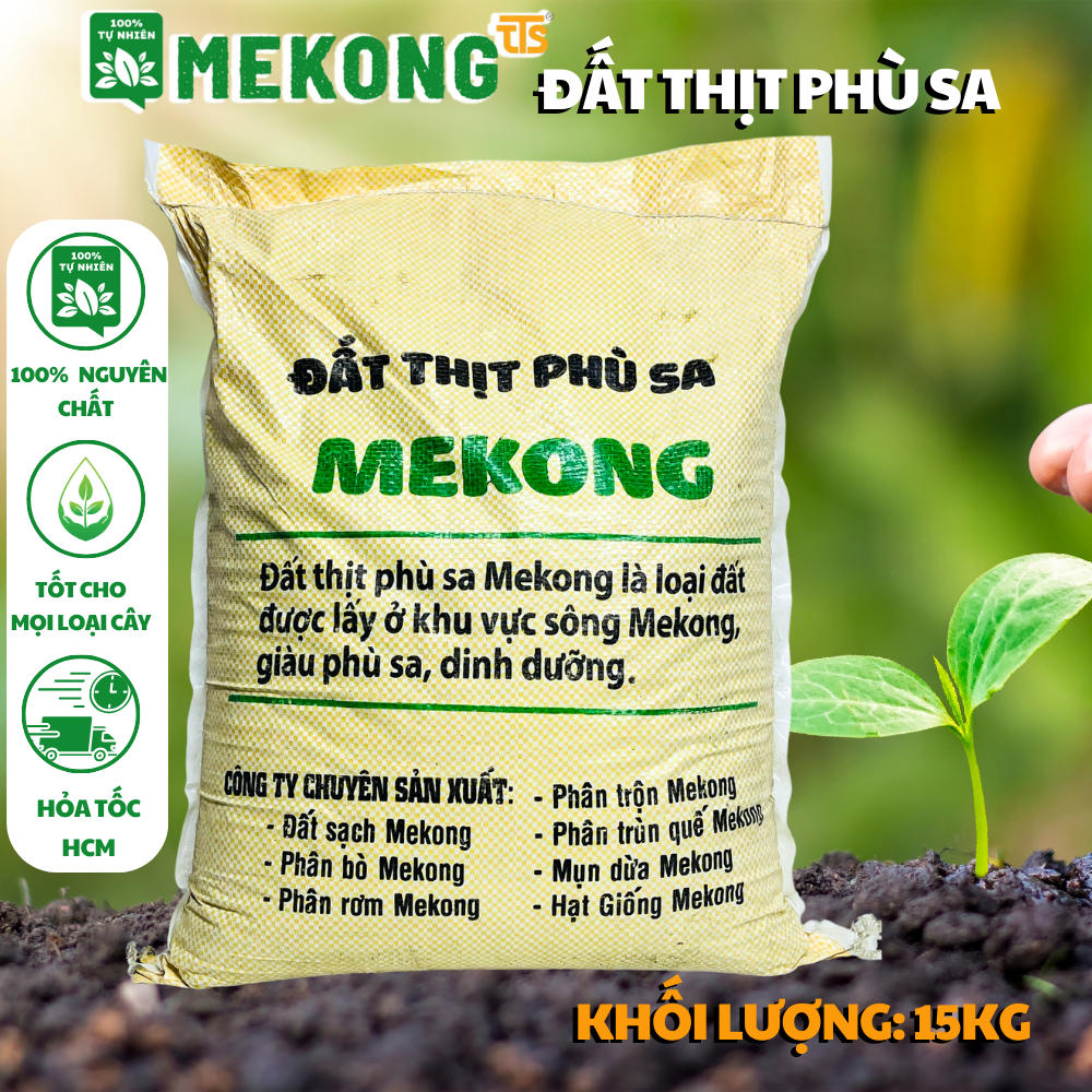 Đất thịt phù sa Mekong bao 15kg- đất trồng sen, súng từ phù sa sông Mekong