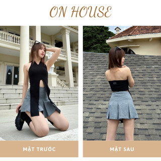 Áo yếm, áo choàng cổ, tanktop ONHOUSE thiết kế vạt dài xẻ 2 bên, hở lưng chất thun gân, cá tính, lạ mắt form ôm