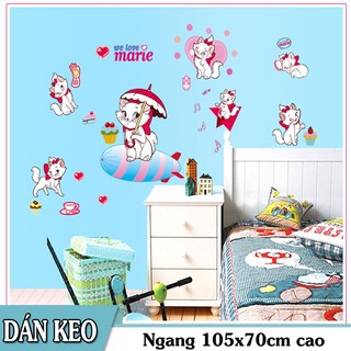 Decal trang trí tường - Mèo Trắng Siêu Dễ Thương