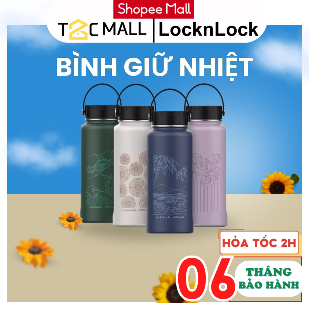 Bình Nước Giữ Nhiệt Locknlock Chính Hãng Có Ống Hút, Lọc Trà Cỡ To Có Quai Xách Lhc4160 Vn T2C Mall