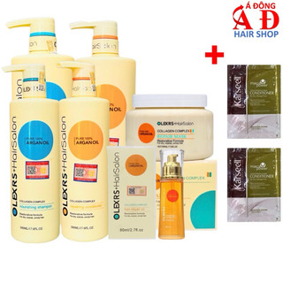 Bộ dầu gội xả, hấp ủ, dưỡng tóc Olexrs Hair Salon - Phục hồi giảm rụng mọc tóc + 2 gói dầu xả Karseell 15ml