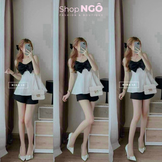 Set bộ thời trang nữ,set 2 dây nơ ngực mix quần đùi siêu xinh xắn kèm hình thật shopngoo