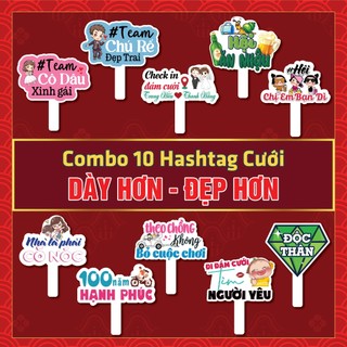 Combo 10 Hashtag Cầm Tay Chụp Ảnh Đám Cưới, Đám Hỏi...