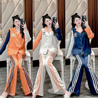 Bộ ngủ nữ lụa xước pyjama tay ngắn tay dài vải mềm mịn