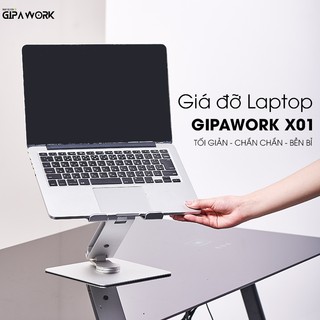 Giá đỡ laptop xoay 360 GipaWork X01 Chất liệu hợp kim nhôm chắc chắn, phù hợp cho laptop từ 12-17 inch, đệm chống trươt