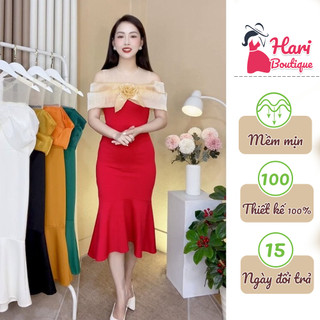 Váy umi phổi tơ cá bệt vai Hari Boutique