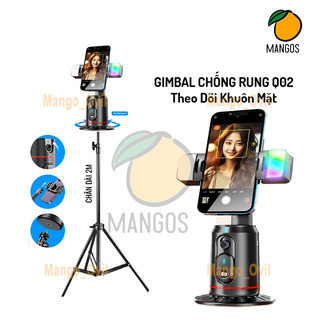 Giá đỡ Gimbal Q02 tự động Nhận diện khuôn mặt AI 360° có remote điều khiển từ xa, đèn led đa năng Mango Ovil