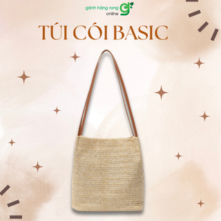 Túi xách cói Basic, túi cói có dây xách đi biển, du lịch