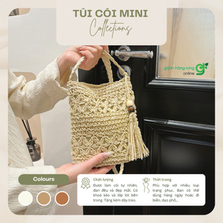 Túi cói Mini, túi cói có dây xách đi biển, du lịch