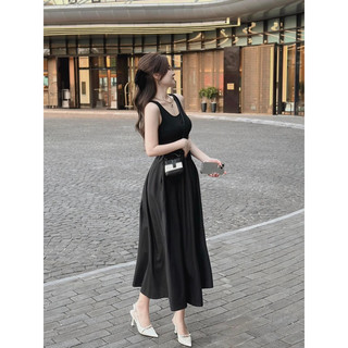 Đầm Maxi Đan dây chéo, Váy phối lụa dáng dài Thun mát