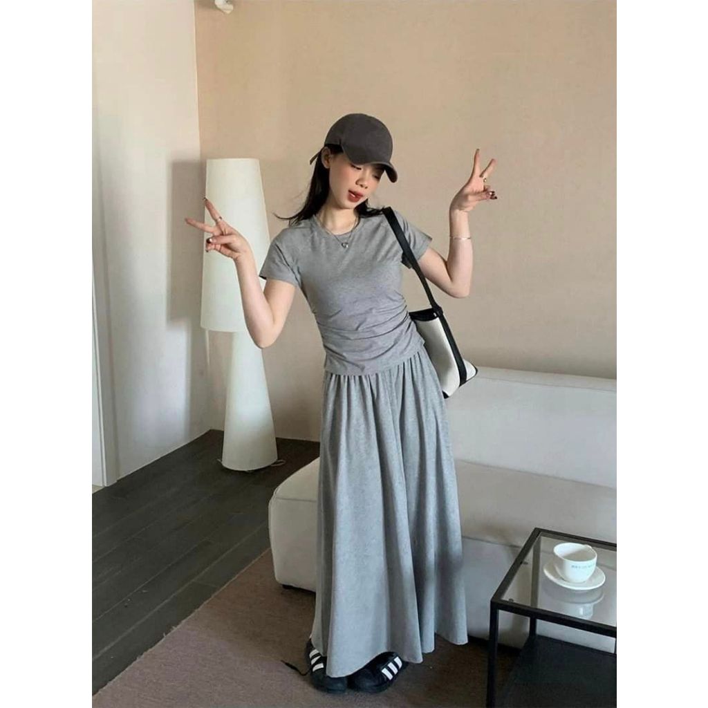 Set áo thun nhún + cv dài 603