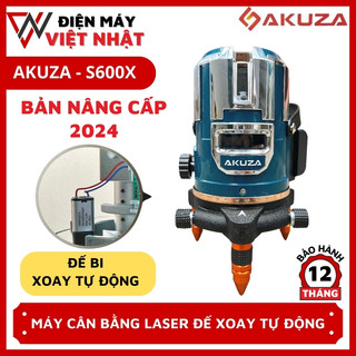 Máy cân bằng laser 5 tia xanh đế xoay tự động Akuza S600X bóng Led siêu sáng