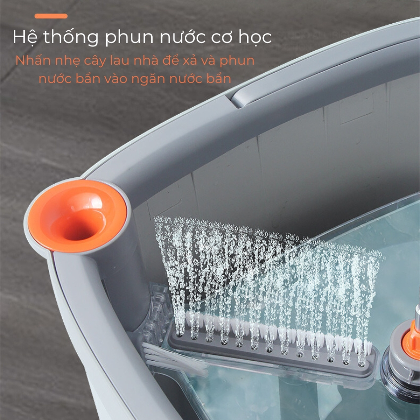 Cây lau nhà tách nước bẩn Nhật Bản Hatachi HTC V6 - Bộ lau đa năng tự vắt khô tự động tách nước bẩn, xoay 360 độ cao cấp