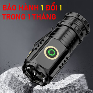 Đèn pin mini cầm tay siêu sáng kháng nước pin 1500_ 2600mAh đế nam châm đa năng, gắn được trên mũ, sắt,...