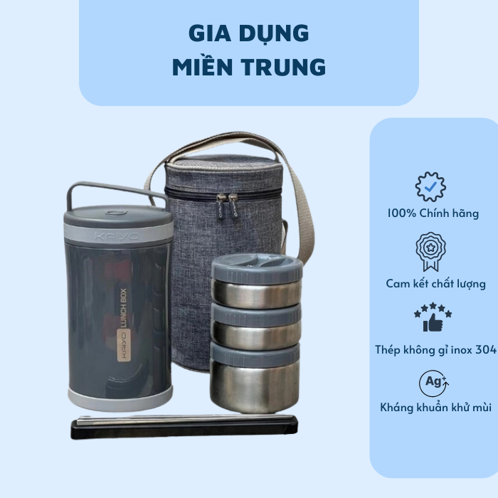 (CHÍNH HÃNG KAIYO) Hộp cơm giữ nhiệt Kaiyo dung tích 1700ML - Màu ghi đá