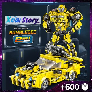 Đồ chơi lắp ráp, mô hình robot Bumlebee 2in1 ô tô và robot +600 chi tiết hộp to