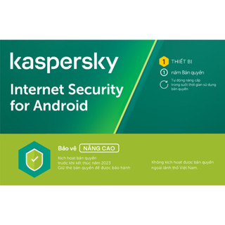 (Quà tặng không bán) KEY Phần mềm diệt virus Kaspersky Internet Security dành cho thiết bị Android 1 thiết bị/năm