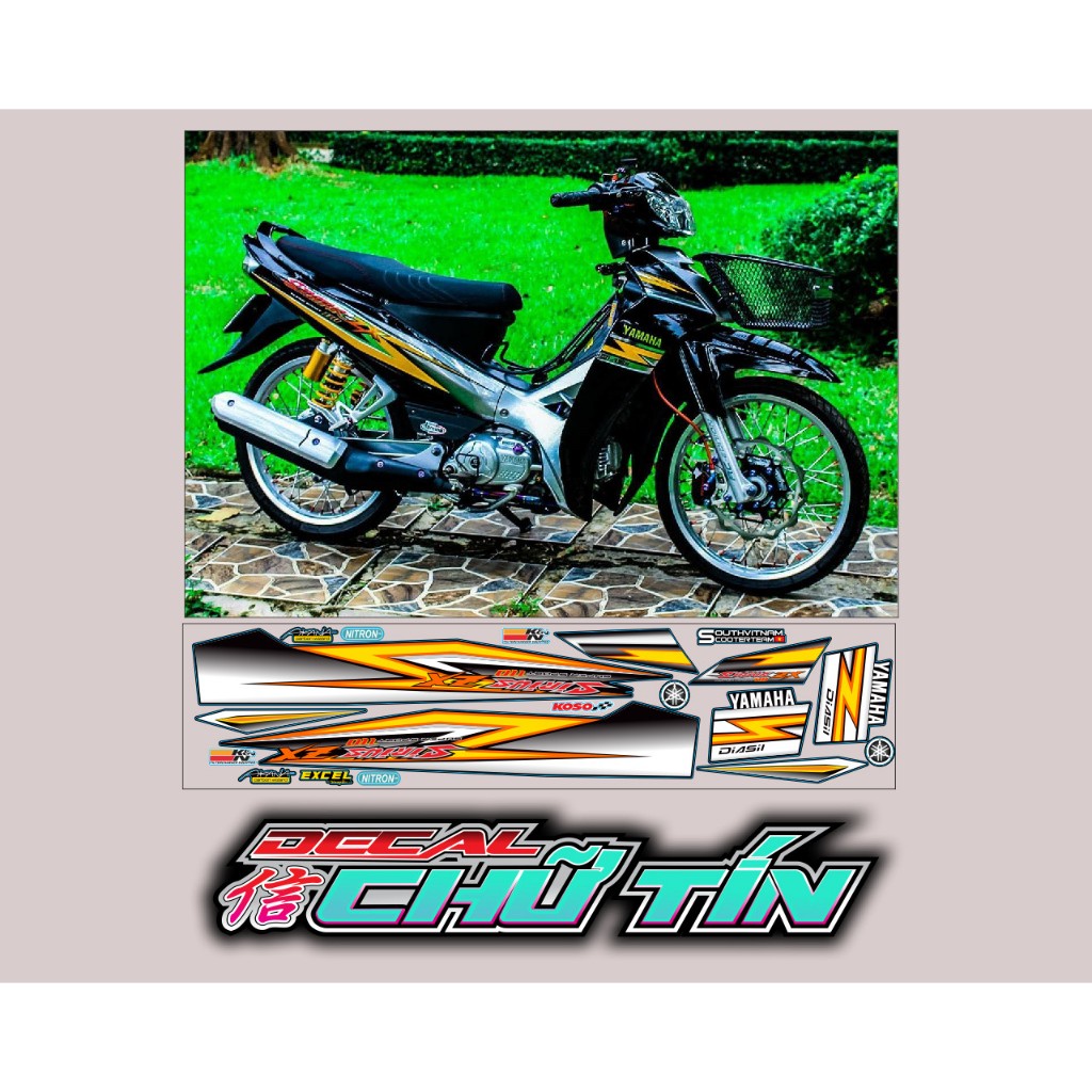 TEM CHẾ SIRIUS ĐEN BẠC DÀNH DÁN CHO XE FULL ĐEN YẾM TRONG BẠC 