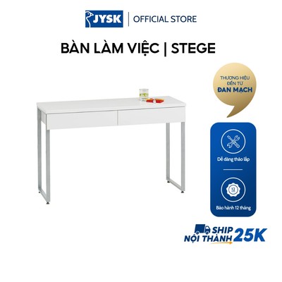 Bàn làm việc | JYSK Stege | gỗ công nghiệp/kim loại | trắng bóng/xám | R40xD120xC75cm