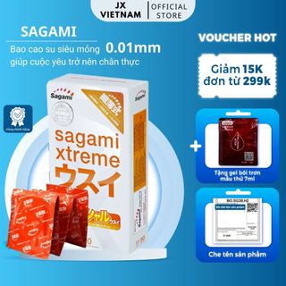 Bao Cao Su Sagami Xtreme Superthin, hộp 10 bao, Nhật Bản, BCS Siêu mỏng, Giúp cuộc yêu chân thực, bền bỉ