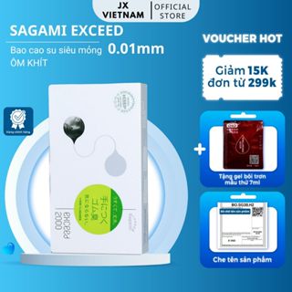 Bao cao su Sagami Exceed 2000 Siêu mỏng cao cấp, Thắt chống tuột, hộp 12 chiếc nhập khẩu Nhật Bản, Dùng là mê