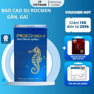 Bao Cao Su Rocmen Sea Horse Spikes, 10 bao, BCS Gân gai, Gel bôi trơn mượt mà, Tăng khoái cảm mạnh