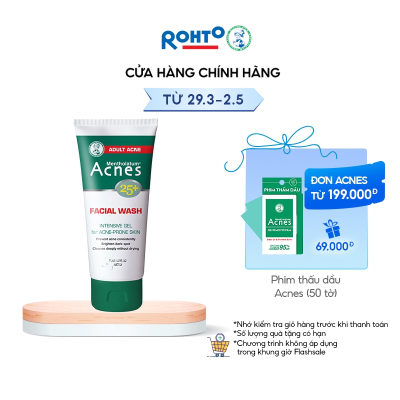 Sữa rửa mặt ngăn ngừa mụn dạng gel Acnes 25+ Facial Wash 100g