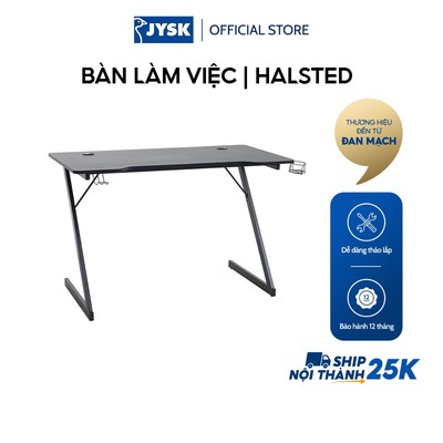 Bàn làm việc | JYSK Halsted | thép/gỗ công nghiệp | đen | R60xD120xC74cm
