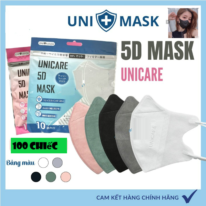 Freeship _Thùng 100 Chiếc Khẩu Trang 5D Mask Unicare 5D Unimask