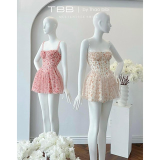váy cúp hoa tùng xoè phối lưới Thảobibi