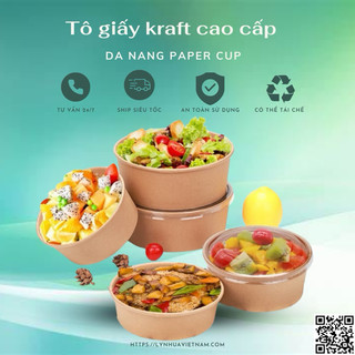 Tô giấy kraft cao cấp 750ml - 1000ml kèm nắp