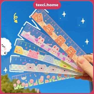 Thước Kẻ Đo Mica Trong Suốt Thước Thẳng In Hình Dễ Thương 15cm TEECI T014