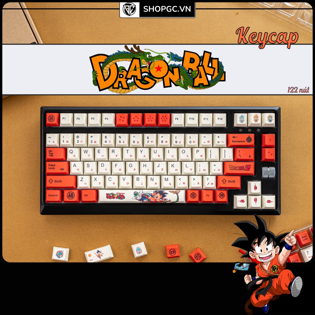 Keycap Dragon Ball | Keycap 7 Viên Ngọc Rồng dành cho bàn phím cơ 122 nút nhựa PBT , in nhiệt Dyesub cực đẹp