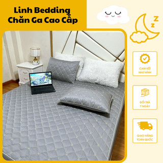 Bộ Ga Gối Phi Lụa Trần Bông Cao Cấp Bộ Drap Màu Trơn trần bông Thêu chữ Xđược bo chun bọc đệm đủ kích thước