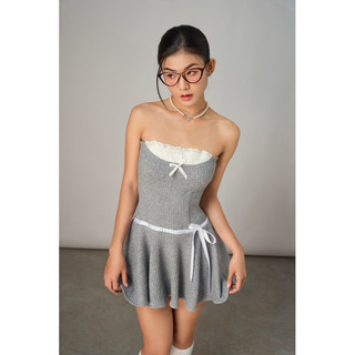 VIIBODYSUIT - Đầm Ống Len Phối Nơ