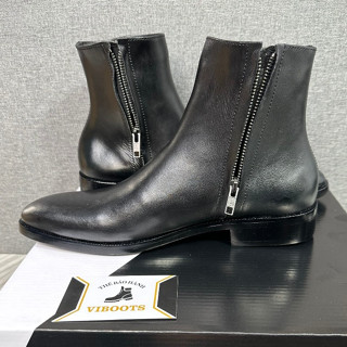 Giày Chelsea Boots Zip Da Bò Đế Phíp Gỗ Tăng Chiều Cao Viboots, Giày Boot Nam Da Thật Cao Cấp