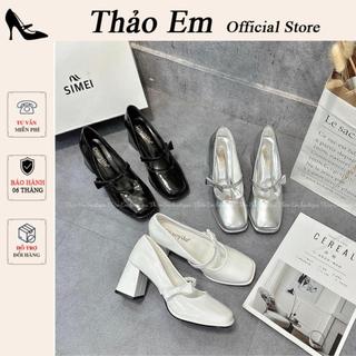 Giày bup bê cao gót phối nơ 7p