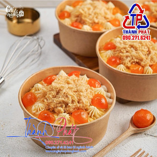 50 Tô giấy kraft 750ml nắp PET - Tô giấy nướng bánh bông Lan trứng muối