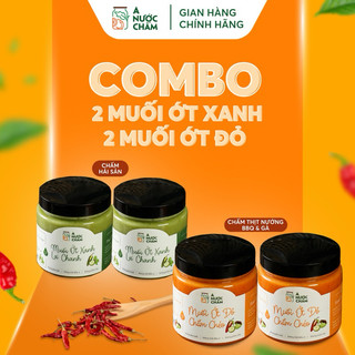 Combo 4 hũ muối ớt xanh đỏ chấm gà, chấm BBQ và hải sản