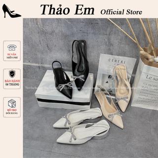 Sục nữ hở gót 2p phối nơ đá nhỏ xinh