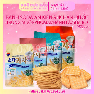 [420gam] Bánh lạt soda kiêng ít đường vị phomai/hành tây/trứng muối/sữa tươi JK Hàn Quốc