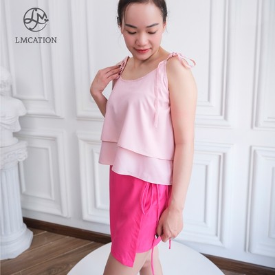 BST Siêu tiết kiệm - Bộ đồ mặc nhà LMcation - Áo cột dây LMcation Lena - Hồng phấn & Quần váy LMcation Lena - Hồng sen