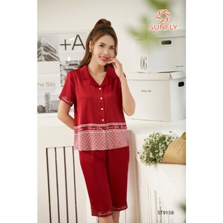 St9158 bộ pijamas lụa màu áo cộc quần ngố
