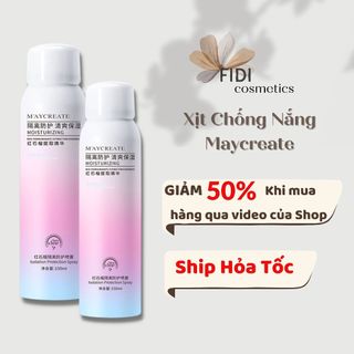 Xịt chống nắng maycreate 150ml - chống nắng dưỡng da nâng tông chính hãng - fidi beauty