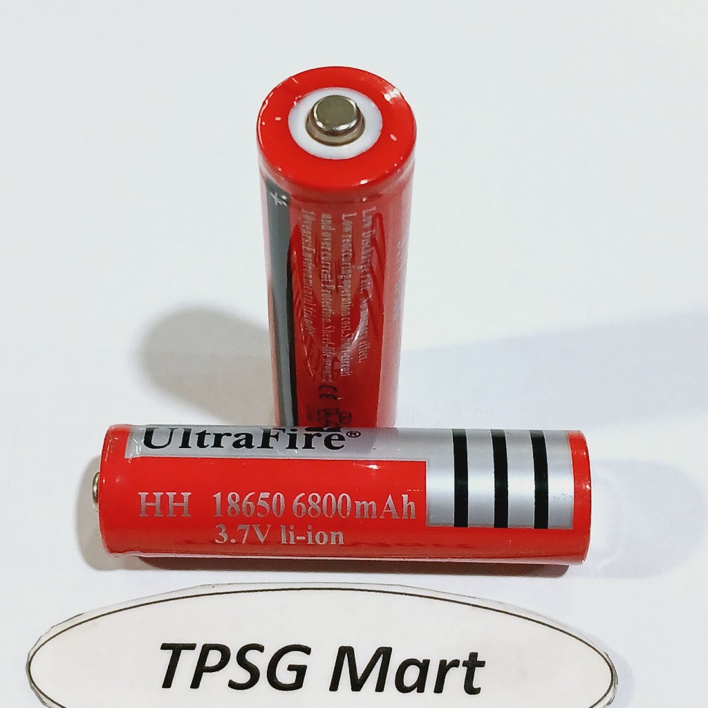 Pin 18650 - 3.7V UltraFire BRC 18650 / 6800mAh (Pin sạc li-ion): Pin Đầu Bằng / Pin Đầu Nhọn