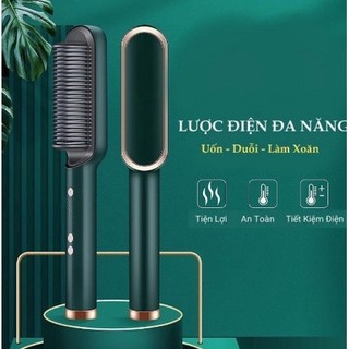 Lược điện chải tóc tạo kiểu chuyên nghiệp, lượt điện 3in1 đa năng - kiêm máy uốn duỗi ép tóc tạo kiểu