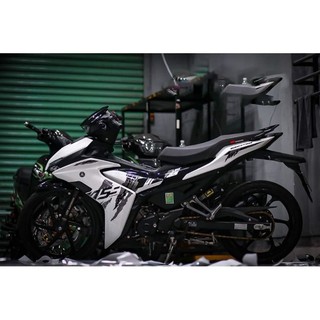 Mẫu tem rời trắng đen exciter 155 đơn dản - chất liệu decal 3 lớp