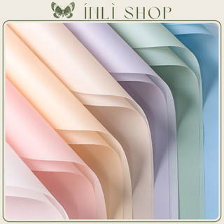 Giấy gói hoa bóng mờ sấp 20 tờ không thấm nước trơn mờ nhiều màu - inlishop