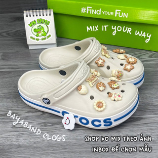 |TẶNG STICKER| Dép CROCS BAYA BAND NAM NỮ UNISEX - KEM BE  Tặng 8 STICKER ngẫu nhiên