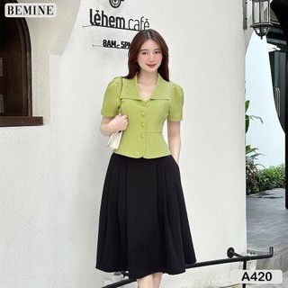 Áo kiểu cổ chạy chỉ tay phồng bemine a420